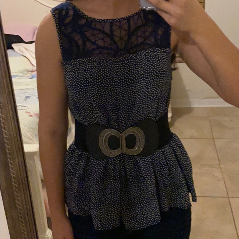 A blue and white kids’ shirt from target.